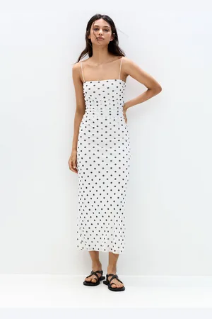 Pull&Bear Strappy Polka Dot Midi Dress