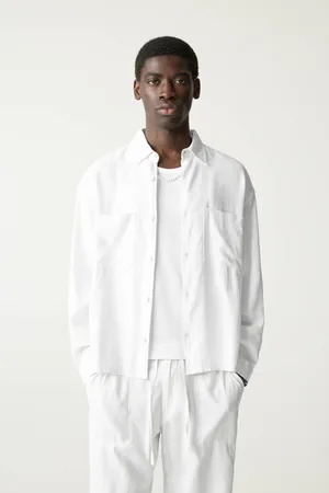 Pull&Bear Long Sleeve Linen Blend Shirt