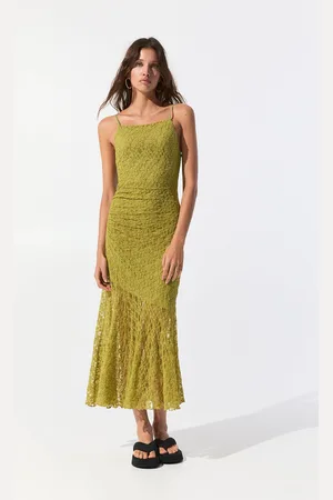 Pull&Bear Lace-Trimmed Midi Dress
