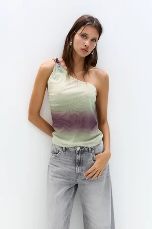 Pull&Bear Asymmetric Tulle Top With Knotted Strap