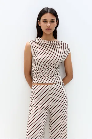 Pull&Bear Striped Top With Pleats