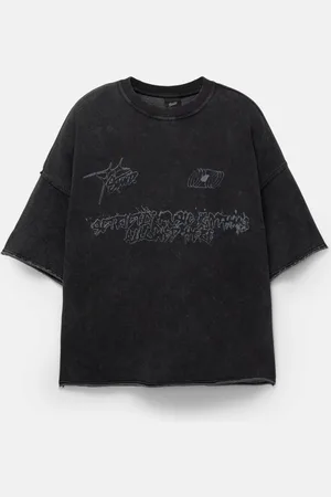 Pull&Bear Short Sleeve Stwd Graphic Sweatshirt