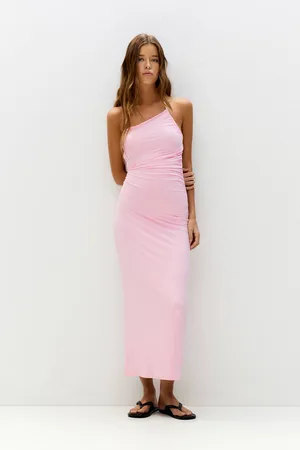 Pull&Bear Asymmetric Midi Gathered Dress