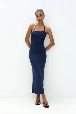 Pull&Bear Asymmetric Midi Gathered Dress