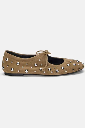 Pull&Bear Studded Leather Ballet Flats