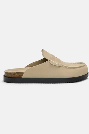 Pull&Bear Leather Clogs With Penny Strap