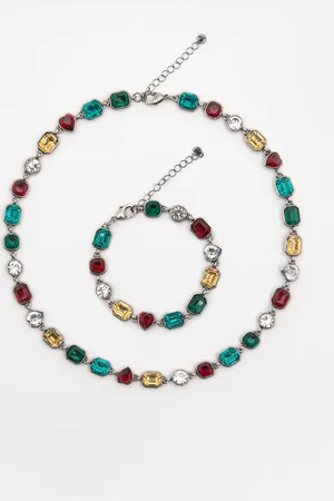 Pull&Bear Pack Of Stone Necklace And Bracelet