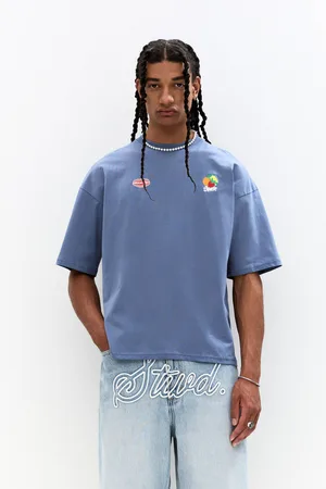 Pull&Bear Embroidered Stwd Fruit T-Shirt