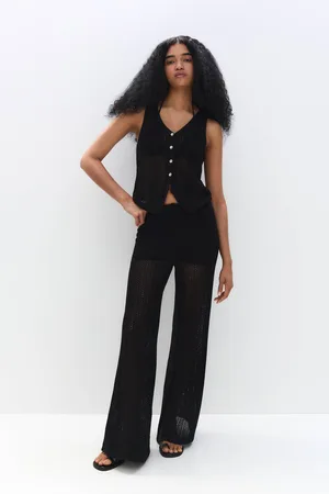 Pull&Bear Flared Openwork Trousers