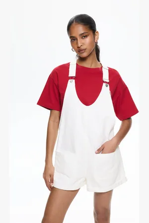 Pull&Bear Short Denim Dungarees With Pockets