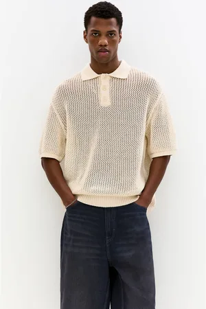 Pull&Bear Short Sleeve Cutwork Polo Shirt