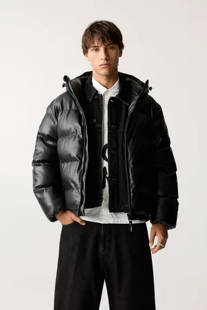 Pull&Bear Faux Leather Puffer Jacket