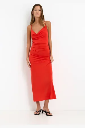 Pull&Bear Strappy Asymmetric Midi Dress