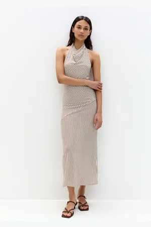 Pull&Bear Striped Halter Midi Dress