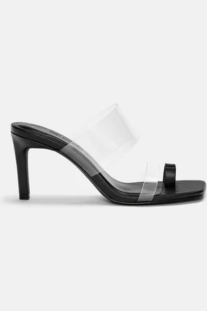 Pull&Bear Vinyl High-Heel Sandals With Toe Divider