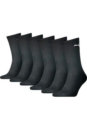PUMA Unisex Crew Socks 6 Pack, Black, size 12-14