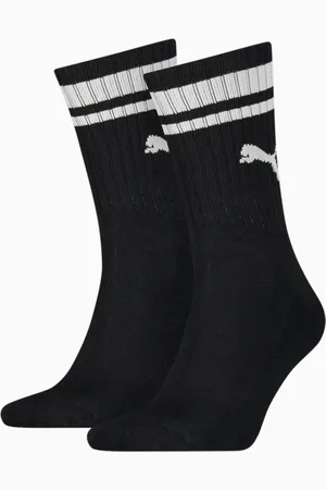 PUMA Unisex Crew Heritage Stripe Socks 2 Pack, Black, size 2.5-5