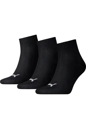 PUMA Unisex Quarter Plain Socks 3 Pack, Black, size 2.5-5