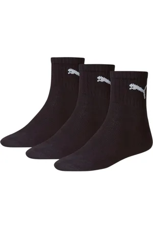 PUMA Unisex Short Crew Socks 3 Pack, Black, size 12-14
