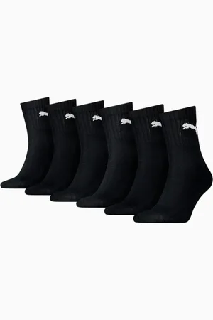 PUMA Unisex Short Crew Socks 6 Pack, Black, size 2.5-5