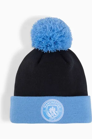PUMA Manchester City Ftblessentials Pom Pom Beanie Hat, Dark Blue