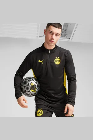 PUMA Borussia Dortmund Quarter-Zip Training Top Men, Black/Faster Yellow, size Large