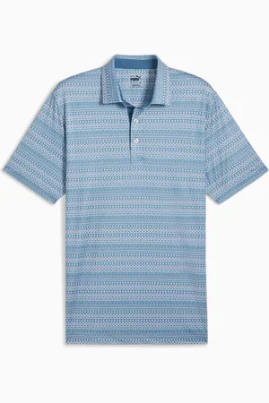 PUMA Fair Isle Micro Print Golf Polo Shirt Men, Blue Horizon/White Glow, size Large