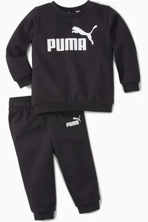 PUMA Essentials Minicats Crew Neck Jogger Suit Toddler, Cotton Black, size 2-4 Months