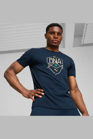PUMA Neymar Jr "bna" Logo T-Shirt Men, Marine Blue/Sand Dune, size Large