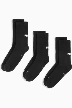 PUMA Unisex Crew Socks 3 Pack, Black, size 2.5-5
