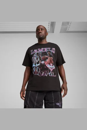 PUMA Melo Iridescent Hornets Basketball T-Shirt Men, Black, size Large