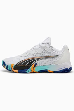 PUMA Nova Elite Padel Boots Adults, White/Black/Vivid Blue, size 10
