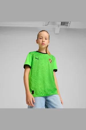 PUMA Portugal 2025 Short Sleeves Goalkeeper Jersey Youth, Green Pes/Black, size 11-12 Youth