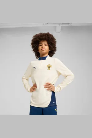 PUMA Portugal Quarter-Zip Training Top Shirt Youth, Sugared Almond/Persian Blue, size 11-12 Youth