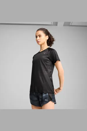 PUMA Velocity All-Over-Print Running T-Shirt Women, Black, size Large
