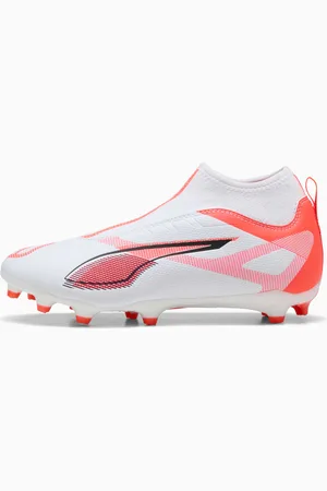 PUMA Ultra 5 Match+ FG/AG Laceless Football Boots Youth, White/Black/Glowing Red, size 1