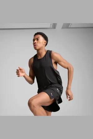 PUMA Graphic Mesh Running Singlet Men Shirt, Black, size Large