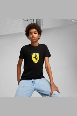 PUMA Scuderia Ferrari Hp Race Colored Big Shield T-Shirt Youth, Black, size 11-12 Youth