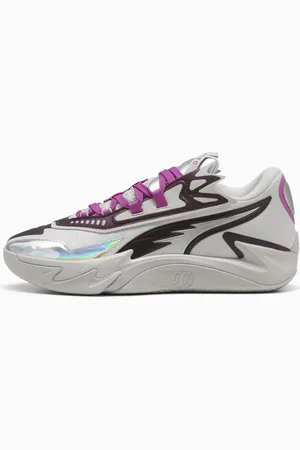 PUMA Scoot Zeros II Sterling Basketball Shoes Unisex, Feather Grey/Wild Berry, size 10