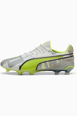 PUMA King Ultimate Forever FG/AG Football Boots Unisex, Feather Grey/Electric Lime/White, size 10