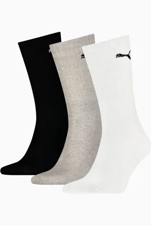 PUMA Unisex Sport Crew Lightweight Socks 3 Pack, White/Grey/Black, size 12-14