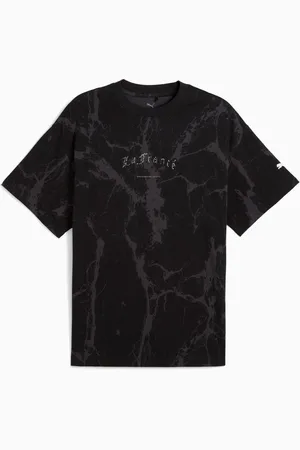 PUMA Hoops x Lafrancé Written, Chrome Marble Tee Shirt Unisex, Black/Flat Medium Grey AOP, size Large