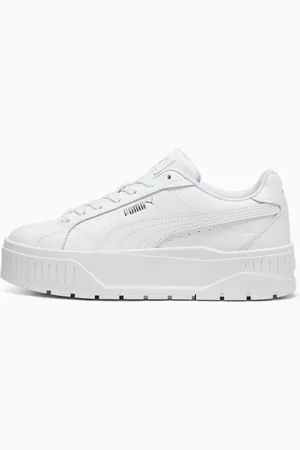 PUMA Karmen II Leather Sneakers Women, White/Silver, size 4