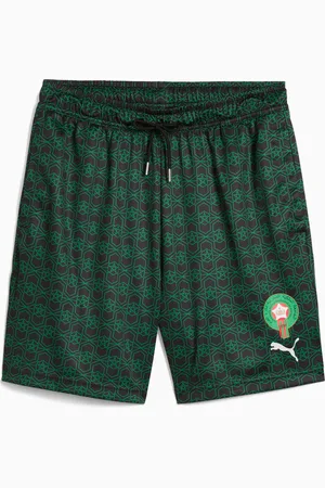 PUMA Morocco All-Over Print 6" Shorts Unisex, Black/Archive Green, size Large