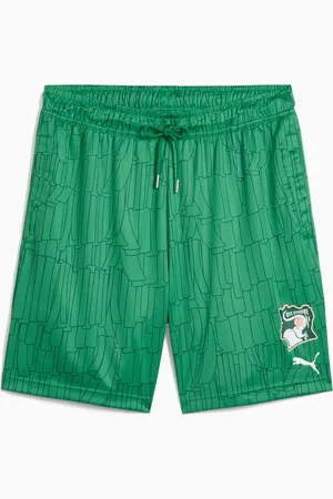 PUMA Ivory Coast All-Over Print 6" Shorts Unisex, Archive Green/White, size Large