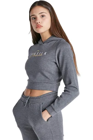 SikSilk Girls Signature Track Top - Grey Marl - Grey Marl - 15 Years