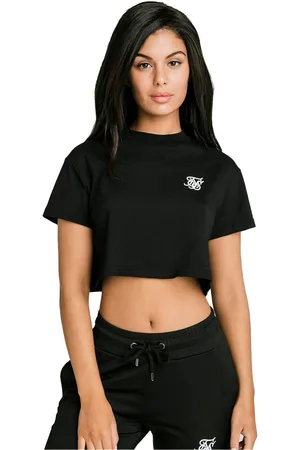 SikSilk Womens/Ladies Essentials Retro Cropped Boxy T-Shirt - Black - Black - 6 UK