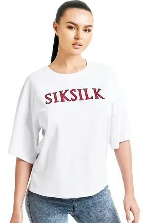 SikSilk Womens/Ladies Sparkle Boxy Crop T-Shirt - White - White - 6 UK