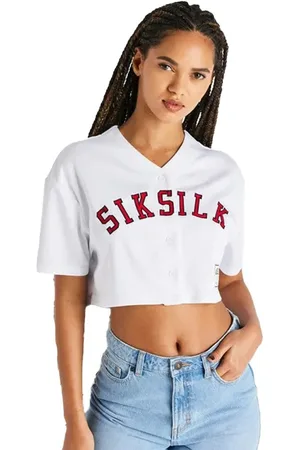 SikSilk Womens/Ladies Baseball Jersey - White - White - 4 UK