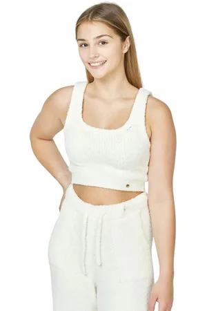 SikSilk Girls Lounge Vest Top - Ecru - Ecru - 13-14 Years